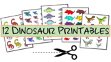 12 DINOSAUR PRINTABLE CUT-OUTS - Original art and backgrou