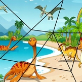 DINOSAUR PUZZLE for young kids (pteranodon plesiosaurus pa