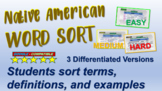 NATIVE AMERICAN WORD SORT ACTIVITY:  3 DIFFERENTIATED VERS