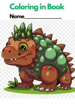 Preview of DINOSAURS - ANKYLOSAURUS COLORING in Book (21 pages) US Spelling