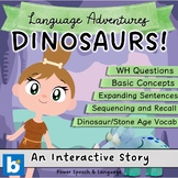 DINOSAURS, Boom Cards Speech Therapy, WH Questions, Basic 