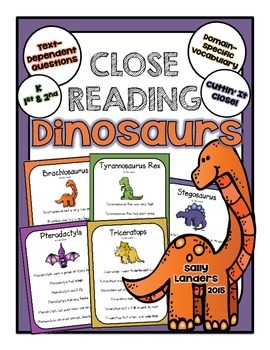 Preview of DINOSAURS Close Reading Pack - Kindergarten, 1st & 2nd Grade