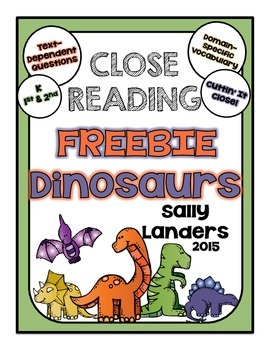 Preview of DINOSAURS Close Reading Pack - Kindergarten, 1st & 2nd Grade - FREE GIFT