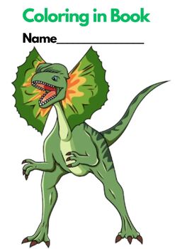 Preview of DINOSAURS - DILOPHOSAURUS COLORING in Book (20 pages) US Spelling