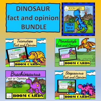 Preview of DINOSAURS Facts and Opinions BOOM CARD Bundle