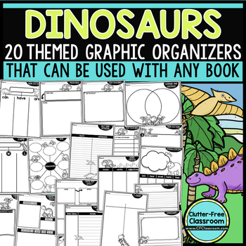 Preview of DINOSAUR READING COMPREHENSION Activities ANY BOOK Graphic Organizers Worksheets