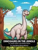 DINOSAURS IN THE JUNGLE - 50 AI Large Print Coloring Pages