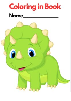 Preview of DINOSAURS - TRICERATOPS COLORING in Book (20 pages) US Spelling