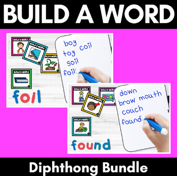 Preview of DIPHTHONG OI/OY and OW/OU Word Building Cards Bundle