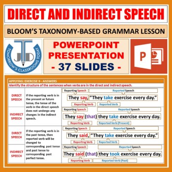 Preview of DIRECT AND INDIRECT SPEECH: POWERPOINT PRESENTATION - 37 SLIDES