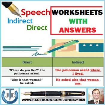 direct and indirect speech worksheets with answers by john dsouza