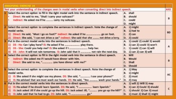 direct and indirect speech worksheets with answers 28 exercises