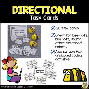 Preview of DIRECTIONAL TASK CARDS for Coding & Robotics - Beebots / Bluebots Activities