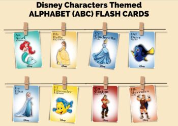 Preview of DISNEY CHARACTERS THEMED ALPHABET FLASH CARDS (FREE RESOURCE!)