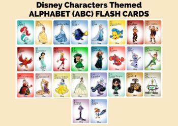 DISNEY CHARACTERS THEMED ALPHABET FLASH CARDS (FREE RESOURCE!) | TPT