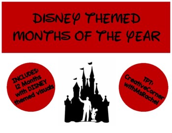Preview of DISNEY Themed Calendar Months - Months of the Year