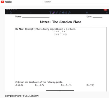 Preview of DISTANCE LEARNING Complex Plane