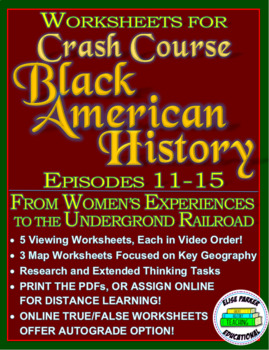 Preview of DISTANCE LEARNING Crash Course Black American History Episodes 11-15 BUNDLE