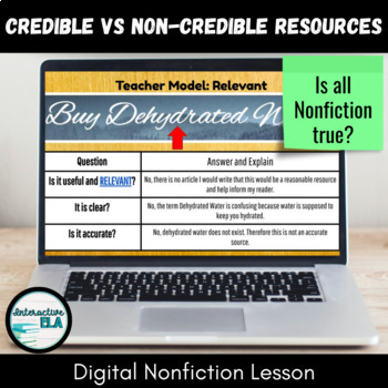 Preview of DISTANCE LEARNING Credible Sources vs Non-Credible: 4-Day Digital Unit