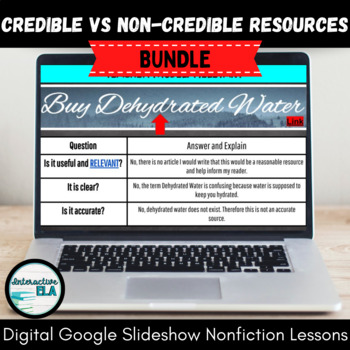 Preview of DISTANCE LEARNING Credible or Reputable Sources vs Non-Credible: Digital Bundle