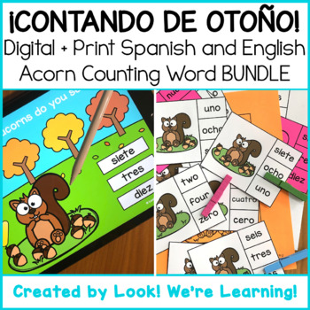 Preview of Digital + Print Acorn Spanish Counting to 10 Activity Bundle