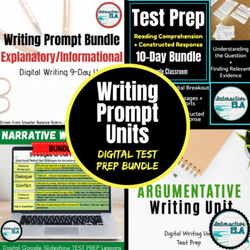 Preview of DISTANCE LEARNING: Digital Writing Prompt Test Prep Unit Bundle (ILEARN)