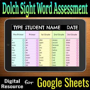 Preview of Dolch Sight Word List Assessment/Progress Monitoring - DISTANCE LEARNING