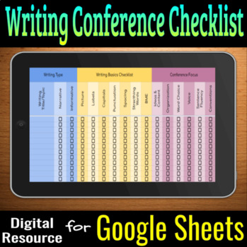 Preview of EDITABLE Writing Conference Checklist (Lucy Calkins & others!)-DISTANCE LEARNING