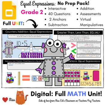 Preview of DISTANCE LEARNING: EQUAL EXPRESSIONS - Grade 2 MATH - DIGITAL - Interactive -