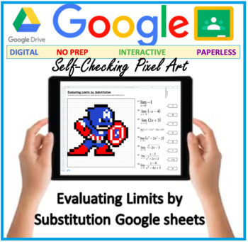 Preview of DISTANCE LEARNING -Evaluating Limits - PIXEL ART FREEBIE - DIGITAL GOOGLE SHEETS