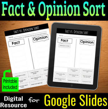 Preview of Fact vs Opinion Sort - Google Slides & PDF - DISTANCE LEARNING