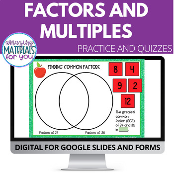 Preview of Factors and Multiples Google™ Slides and Forms | FALL