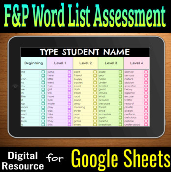 Preview of Fountas and Pinnell K-2 "Where to Start" Word List Assessment - DISTANCE LEARNIN