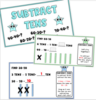 Preview of DISTANCE LEARNING GOOGLE SLIDES: PLACE VALUE: Subtracting Tens