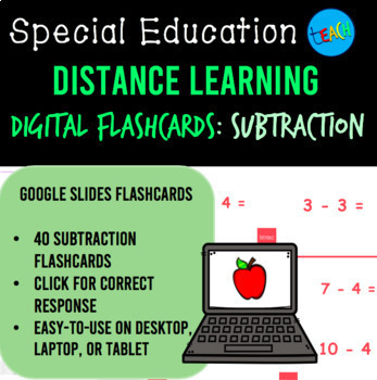 Preview of DISTANCE LEARNING Google Slides SUBTRACTION FLASHCARDS SET Special Education