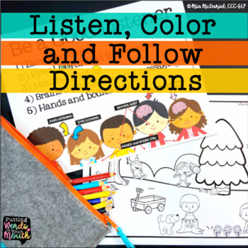 Preview of Listen, Color and Follow Directions Language Activity