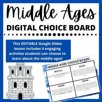 Preview of DISTANCE LEARNING Middle Ages (Dark Ages) Choice Board
