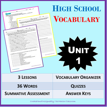 Preview of NO PREP High School Vocabulary (4 weeks) - Unit 1