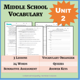 NO PREP Middle School Vocabulary (4 WEEKS) - Unit 2