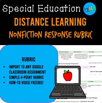 Preview of DISTANCE LEARNING NONFICTION RESPONSE Google Classroom RUBRIC FREEBIE