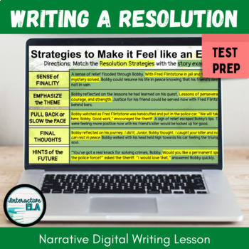 Preview of DISTANCE LEARNING Narrative Digital Writing Lesson: Resolutions (Test Prep)