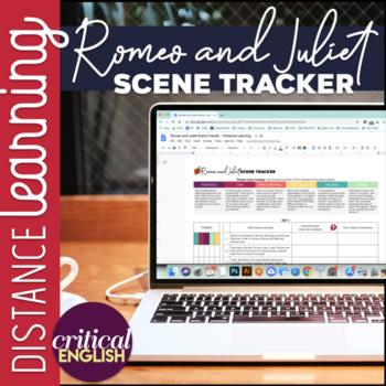 Preview of DISTANCE LEARNING: Romeo and Juliet Scene & Theme Tracker (Editable)