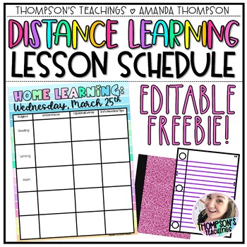 Preview of DISTANCE LEARNING Schedule Template FREEBIE