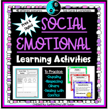 Preview of DISTANCE LEARNING Social Skills Task Cards and Response Sheets