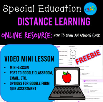 Preview of DISTANCE LEARNING VIDEO MINI LESSON: How to Draw an Analog Clock SPECIAL ED