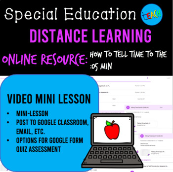 Preview of DISTANCE LEARNING VIDEO MINI LESSON: How to Tell Time to :05 SPECIAL ED