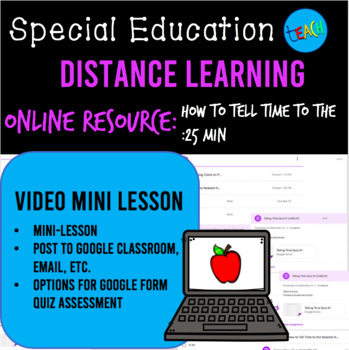 Preview of DISTANCE LEARNING VIDEO MINI LESSON: How to Tell Time to :25 SPECIAL ED