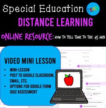 Preview of DISTANCE LEARNING VIDEO MINI LESSON: How to Tell Time to :45 Min. SPECIAL ED