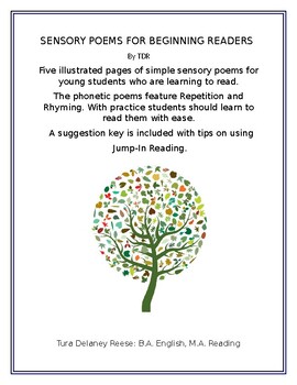 Preview of SENSORY POEMS FOR BEGINNING READERS