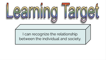 Preview of DISTANCED LEARNING LESSON : Relationship between individual and society